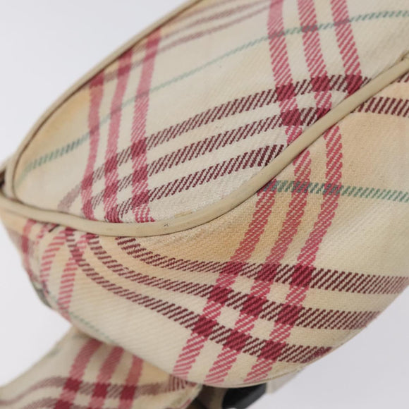 BURBERRY Nova Check Blue Label Waist bag Canvas White Pink Auth 117700