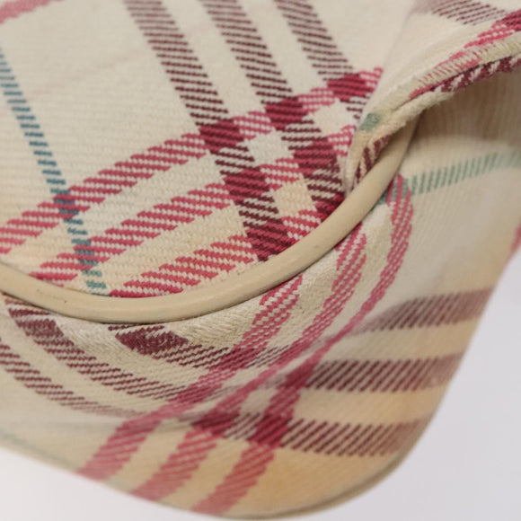 BURBERRY Nova Check Blue Label Waist bag Canvas White Pink Auth 117700