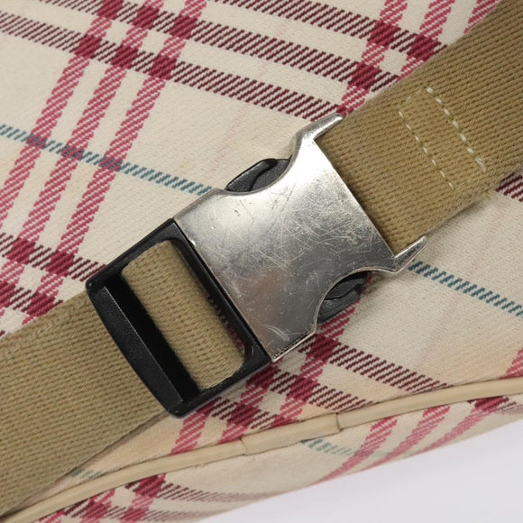 BURBERRY Nova Check Blue Label Waist bag Canvas White Pink Auth 117700