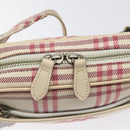 BURBERRY Nova Check Blue Label Waist bag Canvas White Pink Auth 117700-17