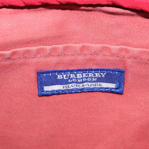 BURBERRY Nova Check Blue Label Waist bag Canvas White Pink Auth 117700