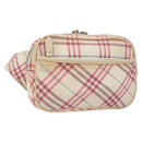 BURBERRY Nova Check Blue Label Waist bag Canvas White Pink Auth 117700-1