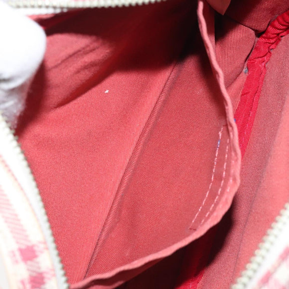 BURBERRY Nova Check Blue Label Waist bag Canvas White Pink Auth 117700