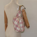 BURBERRY Nova Check Blue Label Waist bag Canvas White Pink Auth 117700-22