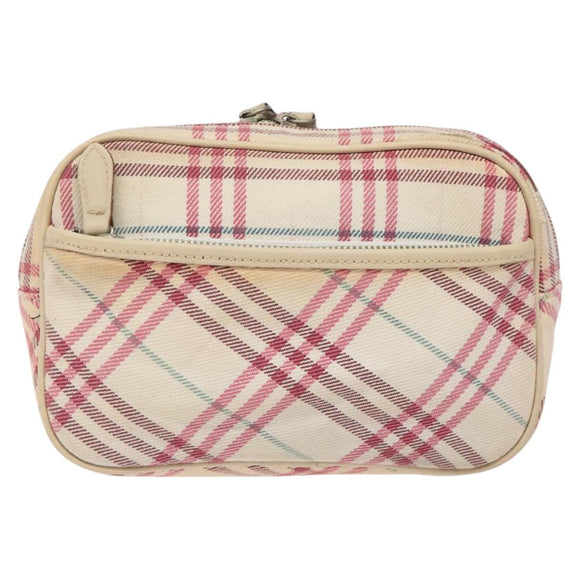 BURBERRY Nova Check Blue Label Waist bag Canvas White Pink Auth 117700