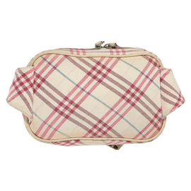 BURBERRY Nova Check Blue Label Waist bag Canvas White Pink Auth 117700 - 0