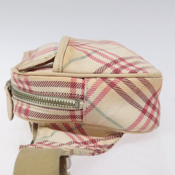 BURBERRY Nova Check Blue Label Waist bag Canvas White Pink Auth 117700