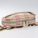 BURBERRY Nova Check Blue Label Waist bag Canvas White Pink Auth 117700-6
