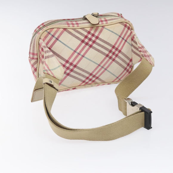 BURBERRY Nova Check Blue Label Waist bag Canvas White Pink Auth 117700