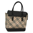 BURBERRY Nova Check Hand Bag Canvas Beige Black Auth 117701-1