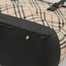 BURBERRY Nova Check Hand Bag Canvas Beige Black Auth 117701-14