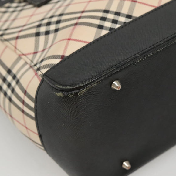 BURBERRY Nova Check Hand Bag Canvas Beige Black Auth 117701