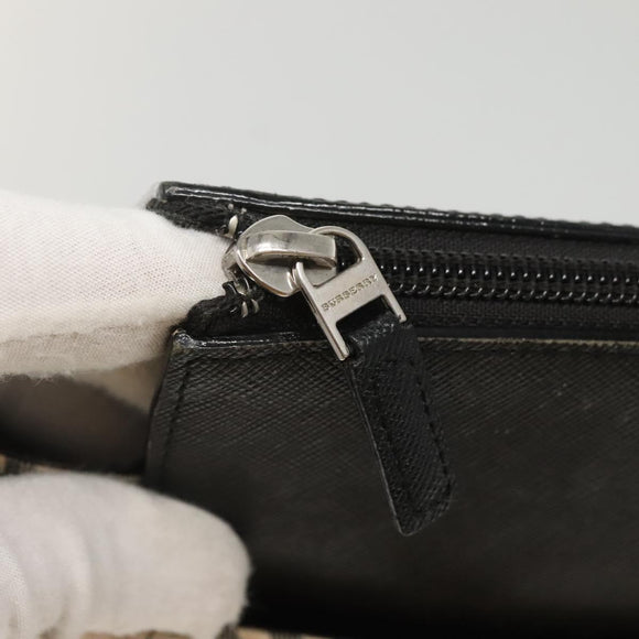 BURBERRY Nova Check Hand Bag Canvas Beige Black Auth 117701