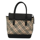BURBERRY Nova Check Hand Bag Canvas Beige Black Auth 117701-13