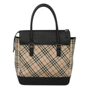 BURBERRY Nova Check Hand Bag Canvas Beige Black Auth 117701-2