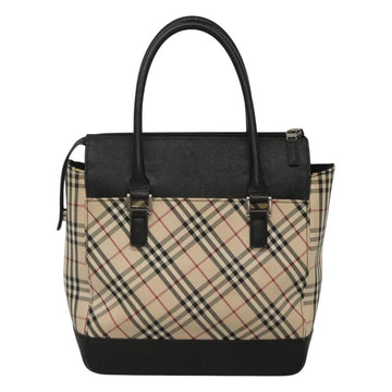 BURBERRY Nova Check Hand Bag Canvas Beige Black Auth 117701 - 0