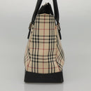 BURBERRY Nova Check Hand Bag Canvas Beige Black Auth 117701-3