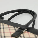 BURBERRY Nova Check Hand Bag Canvas Beige Black Auth 117701-8