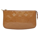 LOUIS VUITTON Vernis Pochette Accessoires Pouch Rose Velours M91575 Auth 117712-13