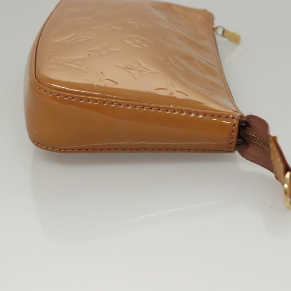 LOUIS VUITTON Vernis Pochette Accessoires Pouch Rose Velours M91575 Auth 117712