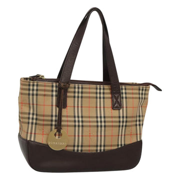 BURBERRY Nova Check Hand Bag Canvas Beige Brown Auth 117714