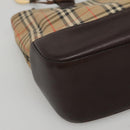 BURBERRY Nova Check Hand Bag Canvas Beige Brown Auth 117714-14