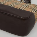 BURBERRY Nova Check Hand Bag Canvas Beige Brown Auth 117714-15