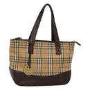 BURBERRY Nova Check Hand Bag Canvas Beige Brown Auth 117714-1