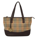 BURBERRY Nova Check Hand Bag Canvas Beige Brown Auth 117714-13