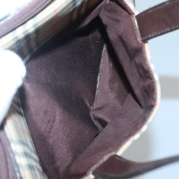 BURBERRY Nova Check Hand Bag Canvas Beige Brown Auth 117714