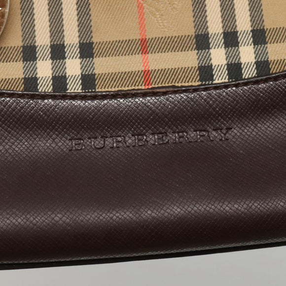 BURBERRY Nova Check Hand Bag Canvas Beige Brown Auth 117714