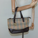 BURBERRY Nova Check Hand Bag Canvas Beige Brown Auth 117714-25