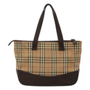 BURBERRY Nova Check Handtas Canvas Beige Bruin Auth 117714-2