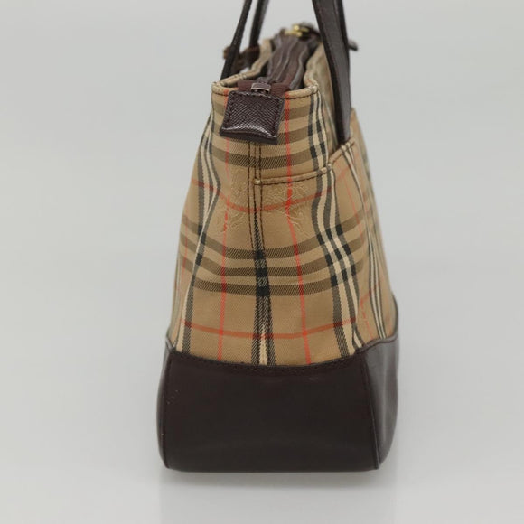 BURBERRY Nova Check Hand Bag Canvas Beige Brown Auth 117714