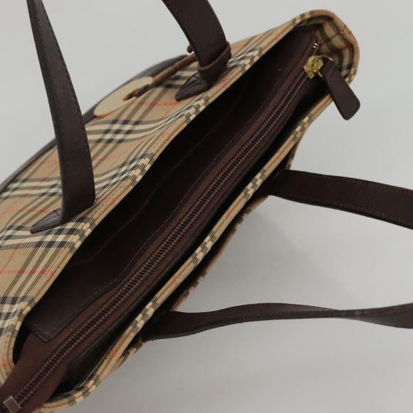 BURBERRY Nova Check Hand Bag Canvas Beige Brown Auth 117714