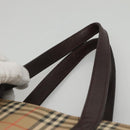 BURBERRY Nova Check Hand Bag Canvas Beige Brown Auth 117714-8