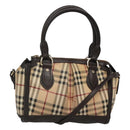 BURBERRY Nova Check Hand Bag PVC Leather 2way Beige Brown Auth 117724-1