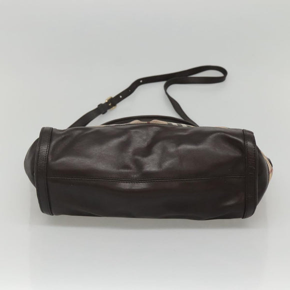 BURBERRY Nova Check Hand Bag PVC Leather 2way Beige Brown Auth 117724