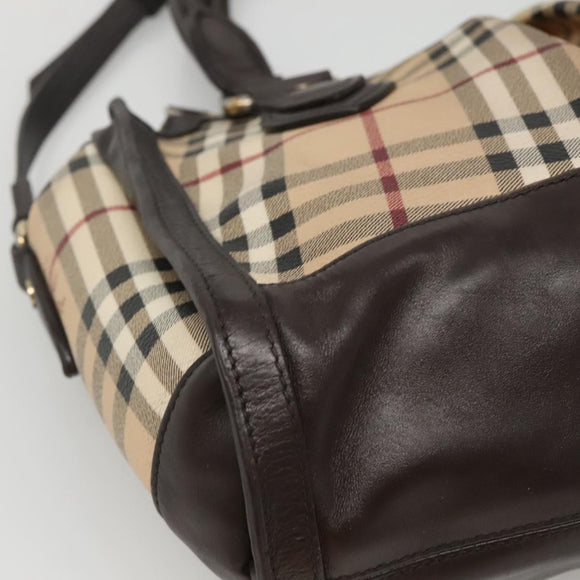 BURBERRY Nova Check Hand Bag PVC Leather 2way Beige Brown Auth 117724