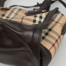 BURBERRY Nova Check Hand Bag PVC Leather 2way Beige Brown Auth 117724-17