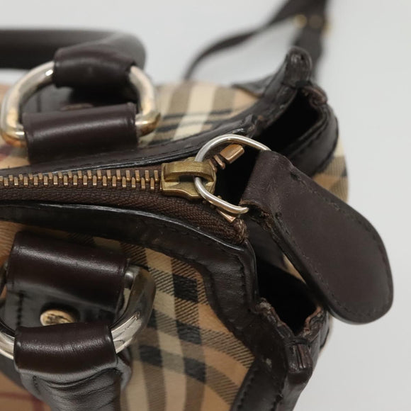 BURBERRY Nova Check Hand Bag PVC Leather 2way Beige Brown Auth 117724