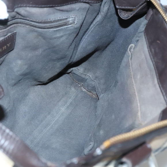 BURBERRY Nova Check Hand Bag PVC Leather 2way Beige Brown Auth 117724