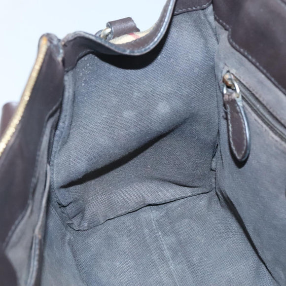 BURBERRY Nova Check Hand Bag PVC Leather 2way Beige Brown Auth 117724