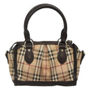 BURBERRY Nova Check Hand Bag PVC Leather 2way Beige Brown Auth 117724-2