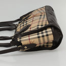 BURBERRY Nova Check Hand Bag PVC Leather 2way Beige Brown Auth 117724-3
