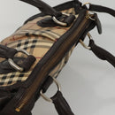 BURBERRY Nova Check Hand Bag PVC Leather 2way Beige Brown Auth 117724-6