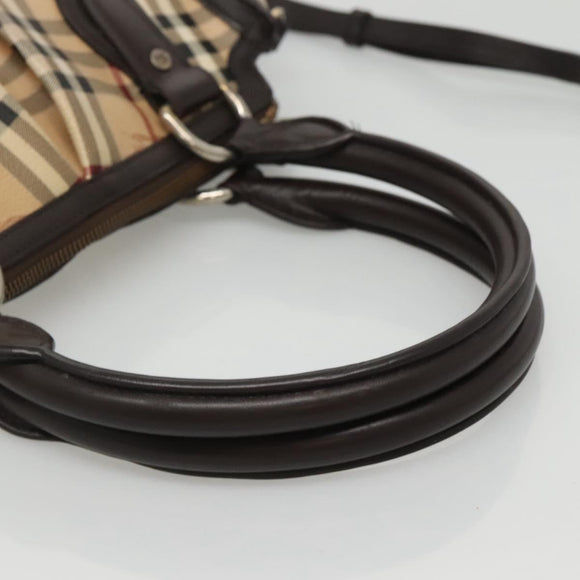 BURBERRY Nova Check Hand Bag PVC Leather 2way Beige Brown Auth 117724
