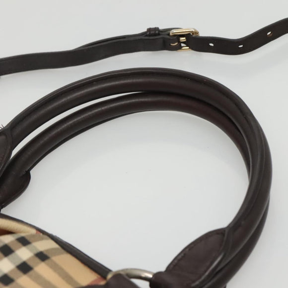 BURBERRY Nova Check Hand Bag PVC Leather 2way Beige Brown Auth 117724