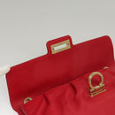 Salvatore Ferragamo Gancini Chain Shoulder Bag Leather Red Gold Auth 117738-9