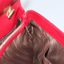 Salvatore Ferragamo Gancini Chain Shoulder Bag Leather Red Gold Auth 117738-24